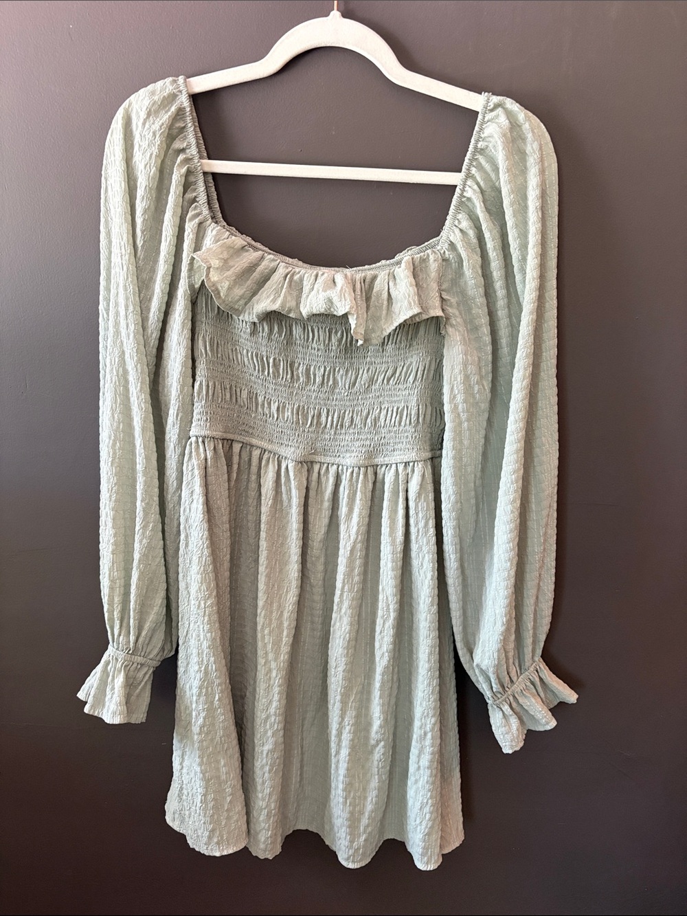 Altar'd State Sage Green Long Sleeve Mini Dress